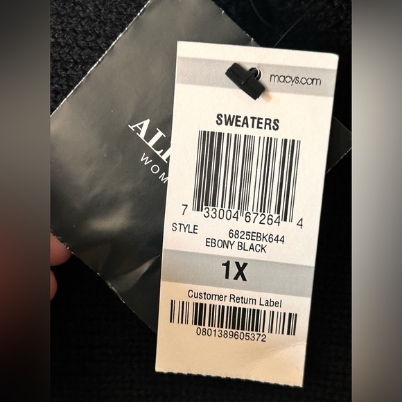 Alfani Black Sweater w/ Ruffled Removeable Infinity ScarfStyle 6825EBK644 1X - Picture 5 of 6